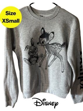 NEW 🏰 Disney’s BAMBI Gray Crewneck Sweatshirt 🦌🐰 (Size X-Small)